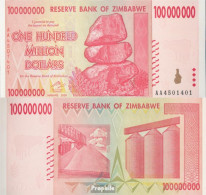 Simbabwe Pick-Nr: 80 Bankfrisch 2008 100 Mio. Dollars - Simbabwe