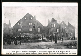 AK Donaueschingen, Brandkatastrophe 1908  - Catastrofi