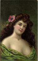 Henrion Portrait Jeune Femme Epaules Nues Longue Chevelure RV - Mujeres