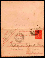 ENT08-01 : CL 50C Rose Semeuse Lignée Daté 210 - Dept 08 (Ardennes) Gare D’AMAGNE 1933 - Letter Cards