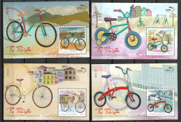 GREECE 2014 The Bicycle Set 2820 / 2823 In 4 MNH Sheets Hellas F 88 / 91  (8000 Sets Issued) - Blokken & Velletjes