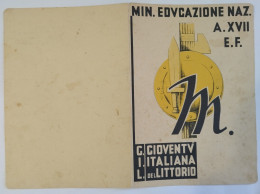 Bp117 Pagella Fascista  Regno D'italia Gioventu' Del Littorio Palo Bari 1939 - Diplome Und Schulzeugnisse