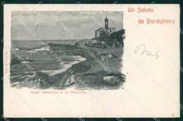 Imperia Bordighera Saluto Da Sant'Ampeglio Spiaggia Cartolina RB6132 - Imperia