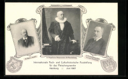 AK Hamburg, Ausstellung Für Das Fleischer-Gewerbe 1907, Portrait Bürgermeister Mönckeberg, Wappen  - Expositions