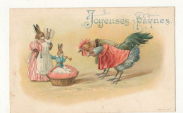 JOYEUSES Pâques    Lapins Et Coq Humanisé / Naissance - Easter