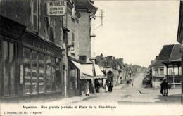 CPA Argenton Sur Creuse Indre, Rue Grande, Place De La Republique, Imprimerie, Librairie, Papeterie - Sonstige & Ohne Zuordnung