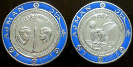 AJMAN : , 1969 Shepard-Kennedy, Round Stamps Engraved On Silver - Afrique