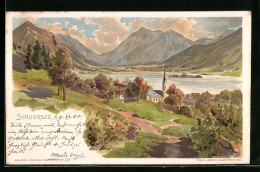 Künstler-AK Schliersee, Blick Auf Ort Mit See Und Bergen  - Schliersee