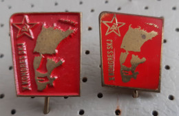 Josip Broz Tito 10. Congress Communist Party Of Yugoslavia 1974 Hammer Sickle SKJ Pins - Asociaciones