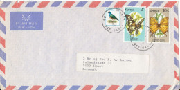 Kenya Air Mail Cover Sent To Denmark BIRD And BUTTERFLIES On The Stamps - Kenia (1963-...)