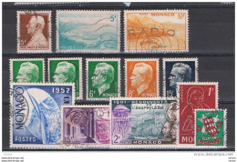 MONACO:  1948/54  SOGGETTI  VARI  -  INSIEME  13  VAL. US. -  YV/TELL. 303//410 - Used Stamps