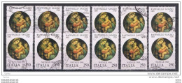 REPUBBLICA:  1983  NATALE  -  £. 250  POLICROMO  US. -  RIPETUTO  12  VOLTE  -  SASS. 1656 - 1981-90: Usados