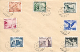 Latvia FDC 15-5-1939 Complete Set Of 8 Stamps The Cover Is Folded And With Hinged Marks On The Backside - Lettland