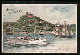 Lithographie Blankenese /Hamburg, Dampfer Vor Dem Süllberg  - Blankenese