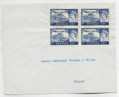 TANGIER 10/ BLOC DE 4 LETTRE COVER TANGER 1957 - Uffici In Marocco / Tangeri (…-1958)