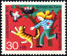 713 Jugend Tierschutz 30+15 Pf Vögel ** - Unused Stamps