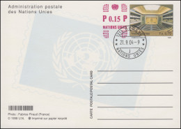 UNO Genf Postkarte P 16 Sitzungssaal 0,70 + 0,15 Franken 2004, ET-O 21.9.2004 - Sonstige & Ohne Zuordnung