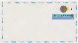 UNO New York Luftpostumschlag LU 5A Globus 13 Cent 1975, 165x92, Ungebraucht ** - Sonstige & Ohne Zuordnung