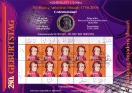 2512 Komponist Wolfgang Amadeus Mozart - Numisblatt 1/2006 - Coin Envelopes