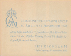 Markenheftchen Geburtstag König Gustav VI. Adolf 35 Öre 10x 499C, ** - Unclassified