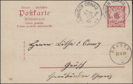 Postkarte P 67/01 Ziffer Mit DV 03, LAUINGEN DONAU 21.1.1904 Nach GRÜSCH 22.1.04 - Postwaardestukken