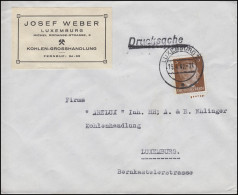 Freimarke Hitler 3 Pf. Drucksache Kohlenhandel Weber LUXEMBURG 15.4.42 An Arelux - Fábricas Y Industrias