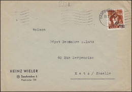 233ZII Aufdruck 6 Auf 24 Als EF Auf Brief SAARBRÜCKEN 2 - 19.2.1948 Nach Metz - Covers & Documents