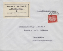 Freimarke Hitler 8 Pf. Orts-Bf. Kohlenhandel Weber LUXEMBURG 14.4.42 An Arelux - Usines & Industries