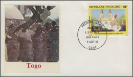 Togo: Papst Johannes Paul II Besuch 1985 Schmuck-FDC 90 F - Papes