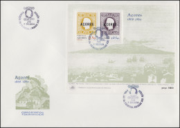 Portugal Azoren Erstausgabe Aufdruck Azoren 1868-1980, Block Auf FDC - Post