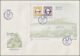 Portugal Azoren Block 1 Mit Aufdruck Azoren 1868-1980, Block Auf FDC - Post