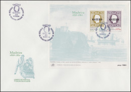 Portugal Madeira Erstausgabe Mit Aufdruck Madeira 1868-1980, Block Auf FDC - Poste