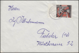 272 Wofa Kohlebergbau 20 Pf Randstück EF Brief Großeibstadt 21.7.58 Nach Fulda - Factories & Industries