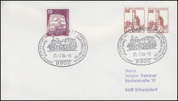 125 Jahre Bahnhof Ansbach & Bahnhofsfest, Brief SSt Ansbach Eisenbahn 21.7.1984 - Trains