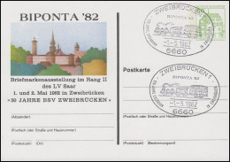 Privat-Postkarte BIPONTA'82, SSt Zweibrücken 125 Jahre Eisenbahn 1.5.1982 - Treni