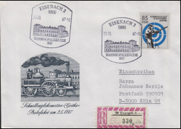 DDR Schnellzuglokomotive Gotha 1847, R-Bf SSt Eisenach Bahnhofsgebäude 30.3.1987 - Trains