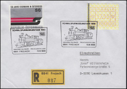 Österreich: Schmalspurmuseumstag 1988, MiF R-Brief SSt Frojach Dampflok 13.8.88 - Trains