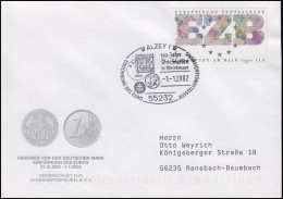 2000 EZB Europäische Zentralbank, Bf SSt Alzey Einführung Des Euro 1.1.2002 - Monnaies