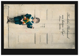 Kinder-AK Kleiner Junge Vor Großer Tür: Glückwünsche, COBLENZ 1 A 24.11.1908 - Autres & Non Classés