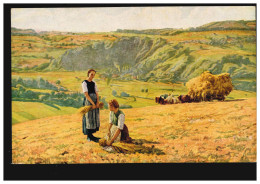 Künstler-AK E. Burnand: Ährenleserinnen Heugespann Mit Pferden, Feldpost 1917 - Autres & Non Classés