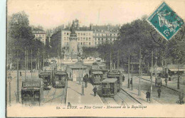 69 - Lyon - Place Carnot - Monument De La République - Animée - Tramway - CPA - Oblitération Ronde De 1912 - Voir Scans  - Other & Unclassified
