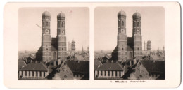 Stereo-Fotografie NPG, Berlin, Ansicht München, Blick Auf Die Frauenkirche Im Hintergrund Turm Des Rathaus Im Bauger  - Photos Stéréoscopiques