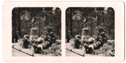 Stereo-Fotografie Unbekannter Fotograf, Ansicht Berlin, Das Lortzing Denkmal Im Grossen Tiergarten  - Photos Stéréoscopiques