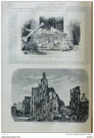 Mézières Après Le Bombardement - La Place De L'église  -page Original 1871 - Historische Dokumente