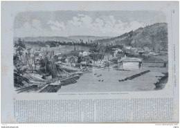 Le Pays Du Pétrole - Vu De La Vallée D'Oil-Creek En Pensylvanie - Page Original 1871 - Historische Dokumente