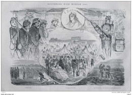 Souvenirs D'un Mobile - Le Camp De Saint-Maur - La Levée Du Camp - Première Alerte - Page Original 1871 - Documentos Históricos