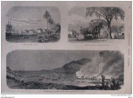 L'incendie De La Pointe-à-Pitre - La Place De La Victoire - La Baie  - Page Original De 1871 - Documentos Históricos