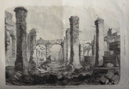 Les Ruines De Paris - Intérieur Du Grenier D'abondance -  Page Originale - 1871 - Documents Historiques
