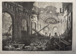 Les Ruines De Paris - Le Palais-de-Justice - La Partie De La Salle Des Pas-Perdus Détruite -  Page Originale - 1871 - Documents Historiques