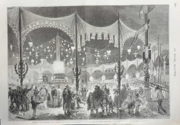 Rome - Illumination De La Piazza Del Popolo à L'occasion De L'ouverture Des Chambres - Page Original 1871 - Documents Historiques